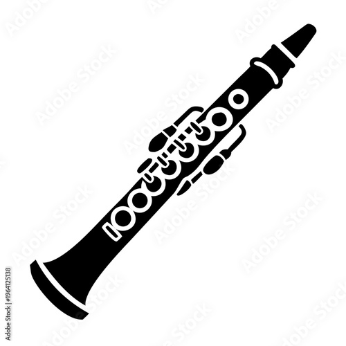 oboe silhouette icon illustration for woodwind music instrument orchestra band and performance design