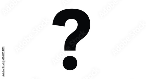 A stark black question mark dominates a plain white background a simple graphic representing uncertainty and inquiry high quality professional detailed