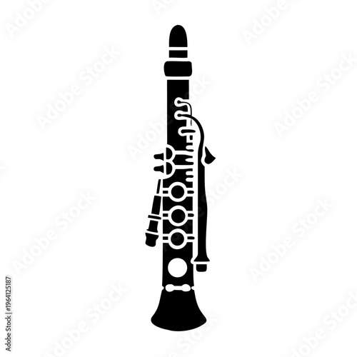 alto clarinet silhouette icon illustration for woodwind music instrument orchestra band and performance design
