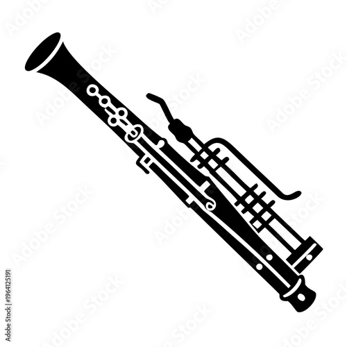 bassoon silhouette icon illustration for woodwind music instrument orchestra band and performance design