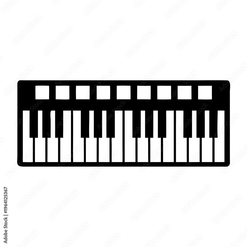 Fototapeta premium keyboard silhouette icon illustration for electronic piano music instrument performance and studio design