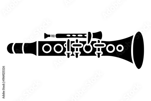 alto clarinet silhouette illustration for woodwind music instrument orchestra band and performance design