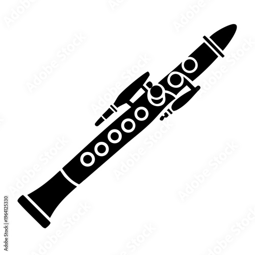 oboe silhouette icon illustration for woodwind music instrument orchestra band and performance design