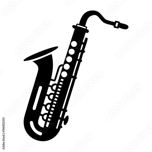 saxophone silhouette icon illustration for jazz music instrument band performance and creative design