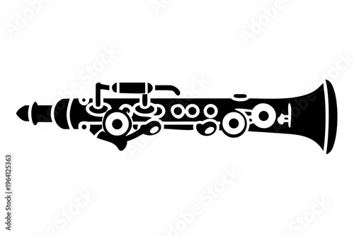 oboe silhouette illustration for woodwind music instrument orchestra band and performance design