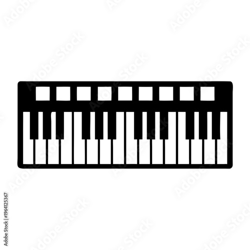 keyboard silhouette icon illustration for electronic piano music instrument performance and studio design