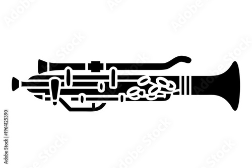 bassoon silhouette illustration for woodwind music instrument orchestra band and performance design