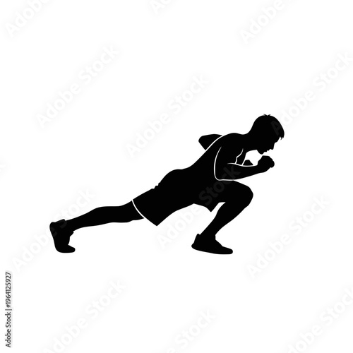 Minimalist Silhouette of a Person Performing a Burpee HIIT Workout
