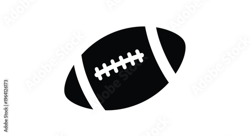 A simple black and white illustration depicts an american football showcasing its classic shape and lacing details high quality professional detailed