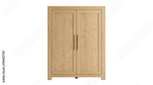 Fotografie Solid light oak wood two door wardrobe cabinet