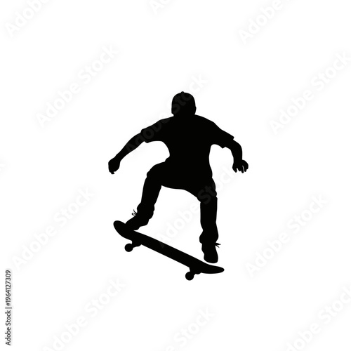 Minimalist Silhouette of a Person Skating on a Skateboard Street Culture