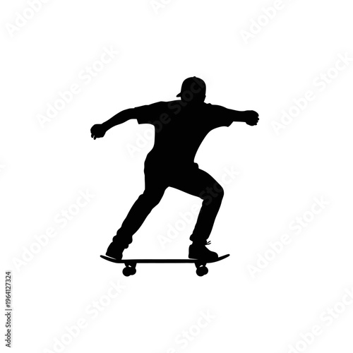 Minimalist Silhouette of a Person Skating on a Skateboard Street Culture