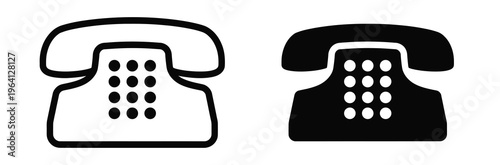 Retro Telephone Icon Set for Vintage Communication Contact Us Support and Landline Phone Symbols