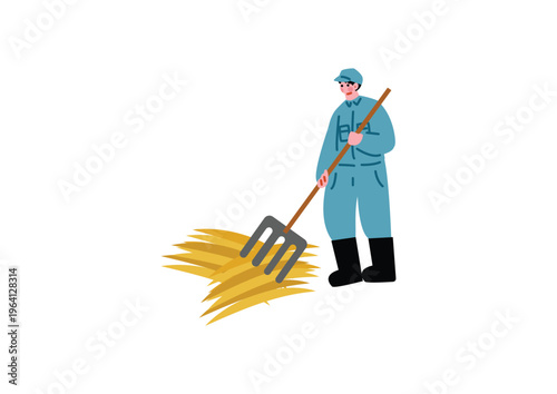 農作業をする男性のイラスト