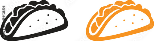 Taco Icon Set – Mexican Food Silhouette, Cinco de Mayo Fiesta Snack Symbol, Minimal Flat Vector Design