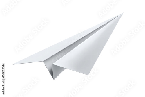 A white paper airplane is flying in the air. Concept of freedom and adventure, as the paper airplane soars through the sky. The simplicity of the design and the use of a single color, png