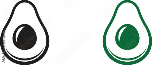 Avocado Icon Set – Fresh Healthy Food Silhouette, Vegan Organic Fruit Symbol, Minimal Flat Vector Design