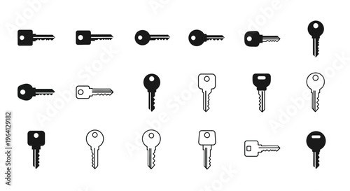Collection of Diverse Key Icons: Security, Access, and Solutions