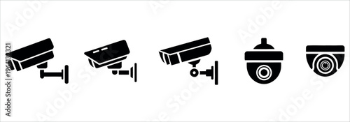 Collection of professional security cameras in various designs, ideal for business, technology, or home safety marketing materials and educational content.