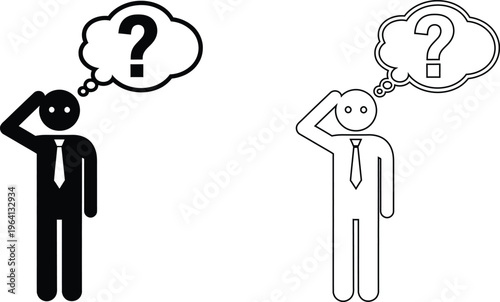 Two stick figures with thought bubbles expressing confusion and uncertainty