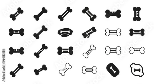 Dog Bone Icon Set: Collection of Various Bone Shapes and Styles for Pet Brands