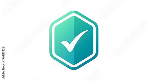 Free Download Modern green hexagon icon with a white checkmark symbol, representing validation, approval, and verified quality for digital security and success concepts, graphic icon - GFXLoad