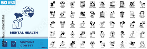 Mental Health Duotone Editable Icons set