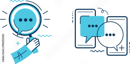 Digital communication and interaction through mobile devices and magnified speech bubbles