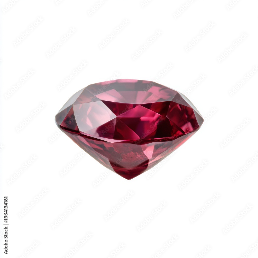 Fototapeta premium Sparkling Red Gemstone with Brilliant Cuts Capturing Light and Radiating Elegance for Jewelry or Decoration