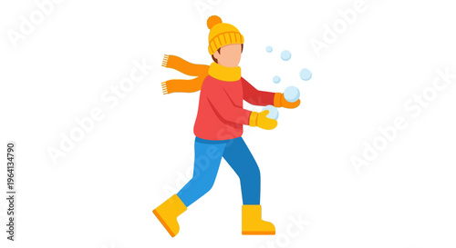 Cheerful Person Playing in Winter Snow, Enjoying a Fun Snowball Fight During Outdoor Seasonal Recreation