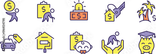 Illustrations depicting various financial and investment concepts