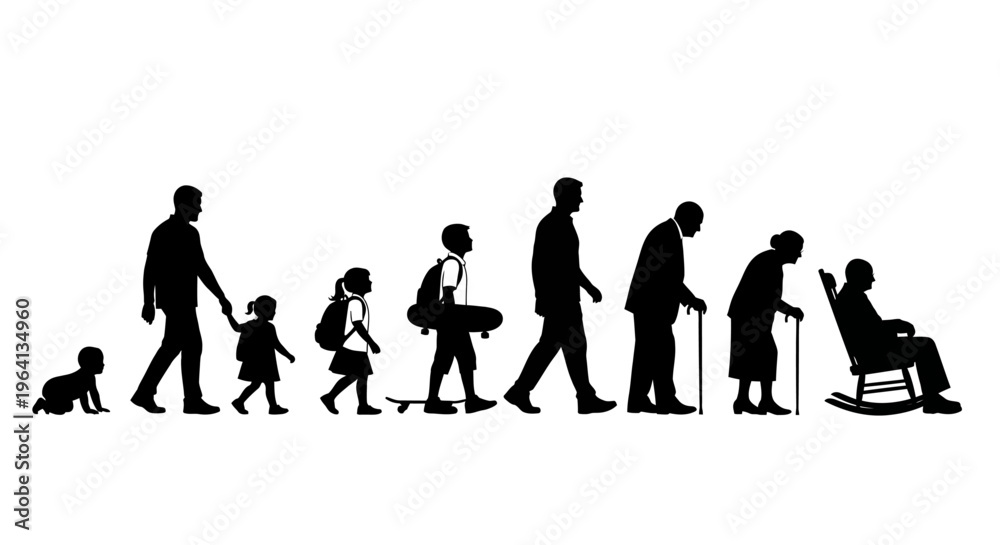 Fototapeta premium The Universal Human Journey A Conceptual Graphic Illustrating Life's Stages from Babyhood Through Adulthood to Seniority