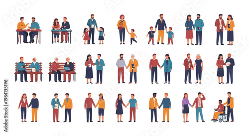 Diverse families and relationships represented in a graphic illustration