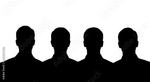 Four Silhouette Heads in a Row Facing Forward
