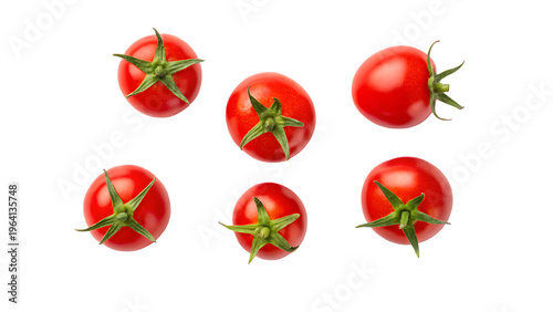 Fresh red tomatoes isolated on transparent background top view healthy food concept