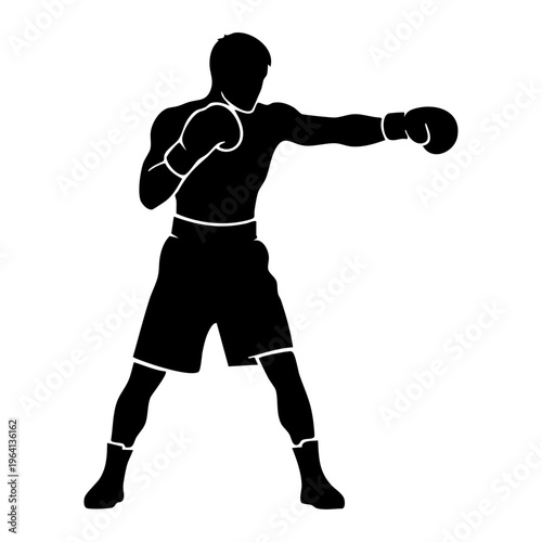 Dynamic Boxer Punching Silhouette Vector