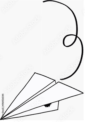 Paper airplane flying with a dotted line Illustration of blue paper plane arrows and dotted line paths featuring origami aircraft and simplistic airplane with dash trajectory trails symbolizing cute