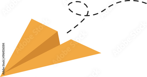 Paper airplane flying with a dotted line Illustration of blue paper plane arrows and dotted line paths featuring origami aircraft and simplistic airplane with dash trajectory trails symbolizing cute