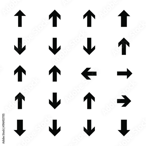 Black arrows pointing up down left and right on white background