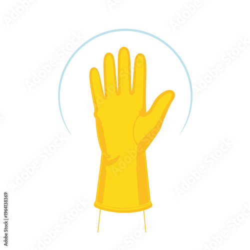 Yellow rubber glove for protection.