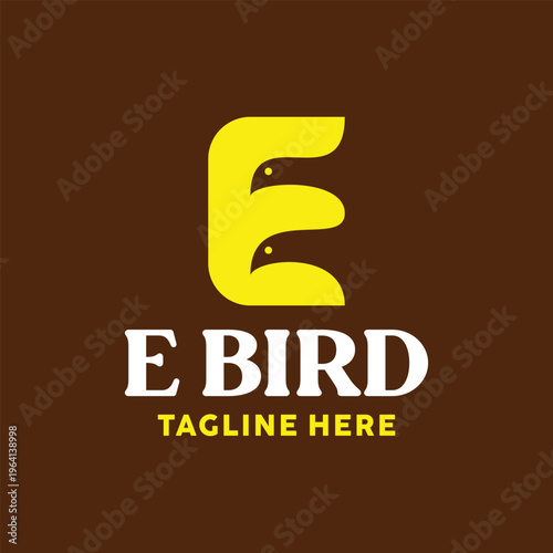 Letter E Bird logo Animal Design symbol Graphic Vector