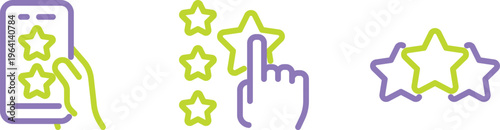 Digital rating and feedback illustration with mobile and star graphics