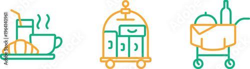 Catering service equipment and food presentation icons