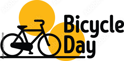 Yellow bicycle with sun emblem and bicycle day text