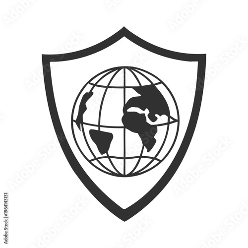Global Security Shield Globe Icon

