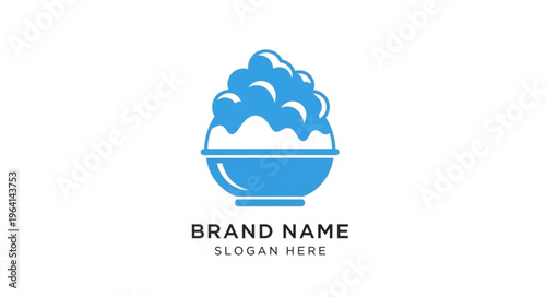 Minimalist Shaved Ice Logo Design - Refreshing Dessert Icon for Branding.