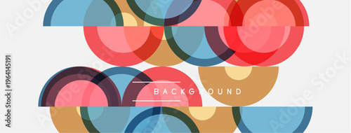 Abstract colorful overlapping circles create modern background. Soft hues blend, forming dynamic visual texture. Simple, clean design.