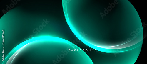 Dark background features flowing turquoise lines. Smooth curves create dynamic abstract composition. Modern design element for digital projects.