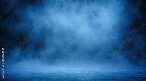 Blue studio background with a gradient from light to dark blue shades, creating depth and a serene atmosphere, with a smooth texture ideal for portrait headshots, corporate videos, or product photogra