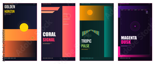 Sunset summer poster design, tropical advertisement layout, warm magazine cover, beach brochure template, golden hour flyer, vibrant editorial branding, premium seasonal marketing visual, aesthetic pr